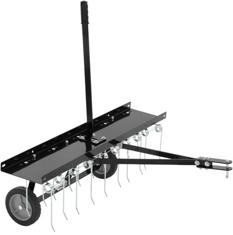 Scarificatore per Trattorino Tagliaerba Professionale, Larghezza di Lavoro 100 cm, Arieggiatore e Demuschiattore per Prato, con 20 Denti in Acciaio Temprato a Molla, per Giardini e Campi Sportivi