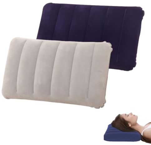 KEQAR 2 Pezzi Cuscino Gonfiabile per Spiaggia, Campeggio, Viaggi e Nuoto - Cuscino in PVC, Cuscino da Viaggio, Cervicale, Cuscino per Sedia, Materassino Gonfiabile Piccolo
