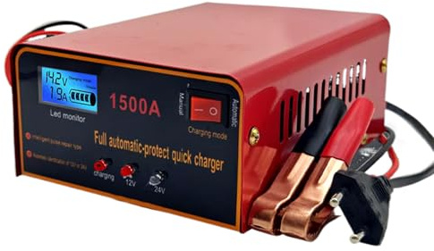 Pruojhw Caricabatterie per auto – Caricatore di mantenimento per batterie auto – Caricatore Manutenzione Ricarica Rapida Protezione di Sicurezza Portatile per trattore Barca Auto Tosaerba