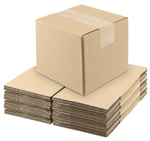 NGOSUET 40 styck vikbara kartonger av wellpapp, 15 x 15 x 15 cm Fyrkantiga fraktkartonger, kubeformad fraktkartong för små varor, Brun