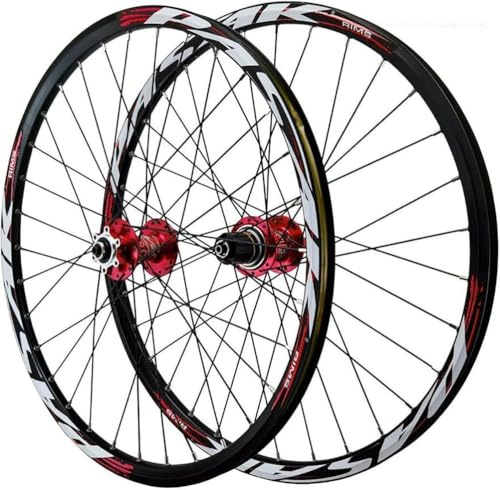 KUNYOS MTB Räder 26 27,5 29 Zoll QR/Steckachse, Scheibenbremse Abgedichtetes Lager 32H Fahrrad Radfahren Vorder Und Hinterradfelge for 7–12 Gänge 2210G,Aluminiumlegierung,Rot,QR 24inch