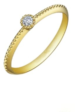 Ayoiow Damen Ring Echtes Gold mit 0,1 ct Diamant, Ehering 375 Gold Damen für Sie Größe 48 (15.3)| 9K Gelbgold | Trendiger Modeschmuck für Jahrestag