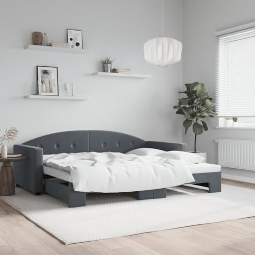 QZZCED 2-in-1-Schlafsofa mit Ausziehbett, Doppel-Sofa, modernes minimalistisches Design für Wohnzimmer, solide Struktur aus Holz und Metall
