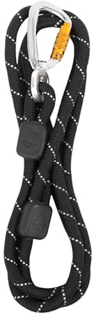 Woolly Wolf Seilleine Black 180 cm – Hundeleine mit ultraleichtem Aluminium-Twist-Lock-Karabiner für einfaches An- und Ableinen, reflektierende Streifen
