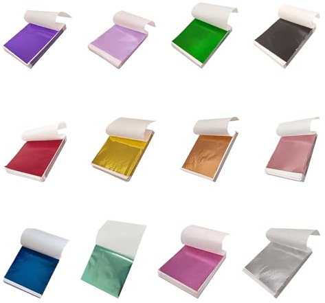 240 Sheet Gold Leaf Sheets 12 Mixed Colours 9.5x8.5cm for DIY Art | Protective Photo Album Packaging Makes Storage Easy,Ideal for Home Decor, Creating Artwork, And Crafts