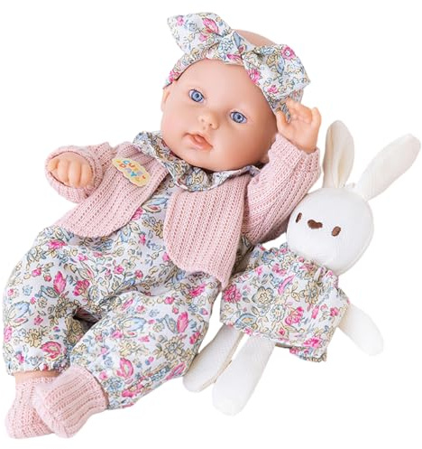 Jorzer 12-Zoll-Babypuppe für Kleinkinder, Babypuppe für 1 Jahr, 12-Zoll-Kleidung, bewegliches Gelenkset mit Kleidungszubehör, Kaninchenspielzeug für Mädchen, Kinder ab 1, 2, 3, 4, 5 und 6 Jahren