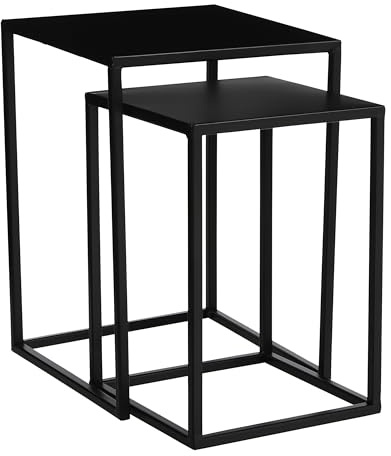 MICA Decorations Beistelltische Goa Schwarz Metall 2er Set - 42 & 36 cm hoch - Satztisch - Pflanztisch