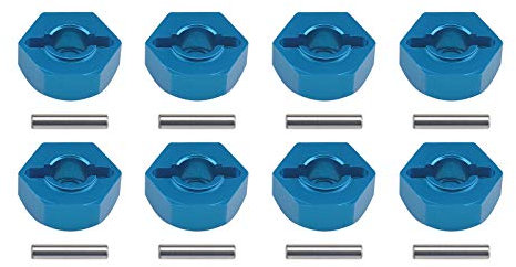 Create idea 8x RC Car Wheel Hexagonal Drive Hub Adapters Blue 12mm Aluminum Alloy Hex Nuts With Pins Universal Fit For 1/10 RC Model Car Spare Part