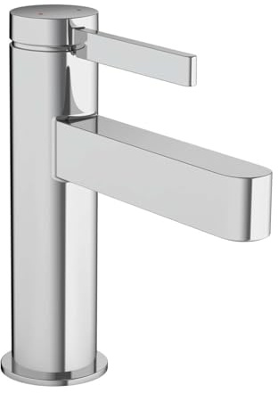 hansgrohe Finoris - Tvättställsblandare med push-open ventil, Vattenkran badrum med utloppshöjd 92 mm, Badrumskran vattenbesparande (EcoSmart), krom, 76010000