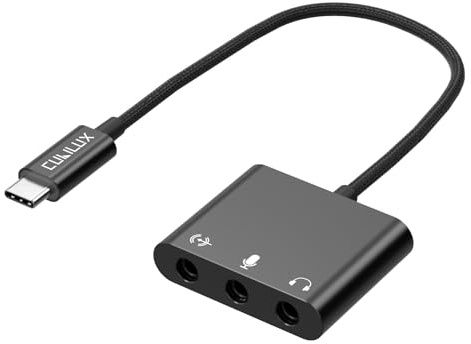 Cubilux Carte Son USB C, Line in, Mic in et Sortie Casque 3,5 mm | Adaptateur d'enregistrement USB C 3,5 mm, répartiteur de microphone TRRS avec entrée ligne, entrée micro et sortie casque