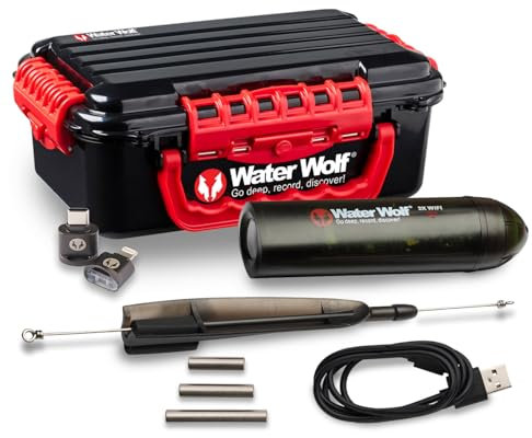 Waterwolf 2.0 WiFi Videocamera d'azione subacquea per la pesca - 1080p HD Videocamera subacquea 120 gradi grandangolo 100 metri impermeabile con kit di accessori