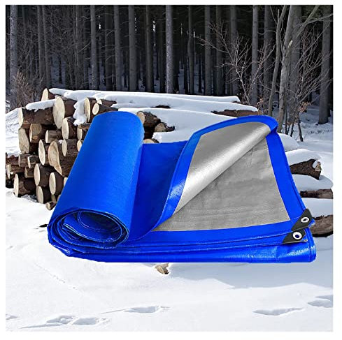 Bâche de protection multi-usages résistante au vent, à la neige, anti-déchirure, idéale pour plantes, bois de chauffage, terrasse, toit, piscine, 8 x 10 m