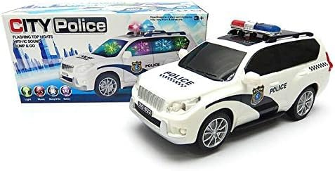 GSV Essentials Police Car Toy for Kids and Toddler, Flashing LED Light with Sound, Bump and Go Action, Battery Operated, Ideal for Birthday,Christmas Party Gift