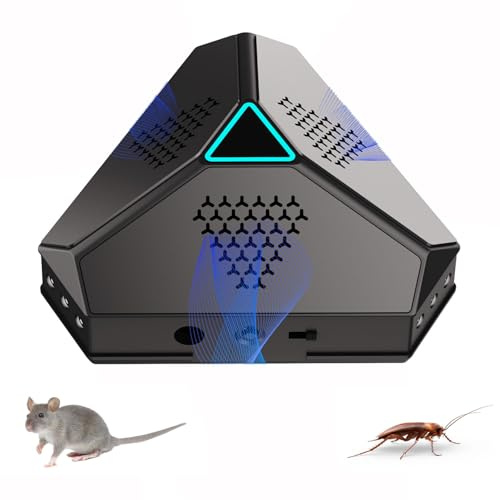 Répulsif à ultrasons pour Souris, Ultrasons pour Rats, Souris et Rats à ultrasons 360 ° avec lumière LED répulsif à ultrasons pour Souris rongeurs parasit Rats araignées