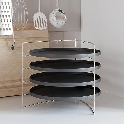 LAPOOH Teglie per Pizza 4 pz con Porta Teglie Ø 28 cm in Acciaio