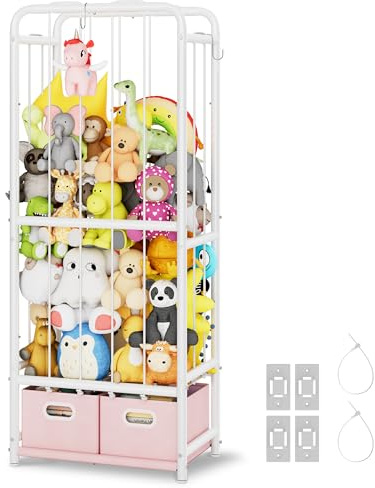 GRANNY SAYS Multi-Purpose Storage Organizer with 2 Bins, Vertical Storage Solution with Elastic Bands and Hooks, Space-Saving Organizer for Bedroom, Living Room, and Home Spaces