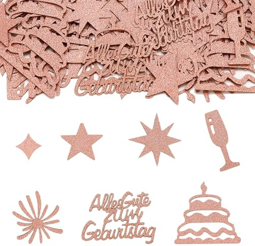 DazzJoy Glitzer Alles Gute zum Geburtstag Konfetti, 100 Stk Streudeko Geburtstag Tischdeko Rosa, Groß Konfetti Geburtstags, Happy Birthday Deko Luftschlangen Confetti, Geburtstagsdeko Tisch Mann Frau