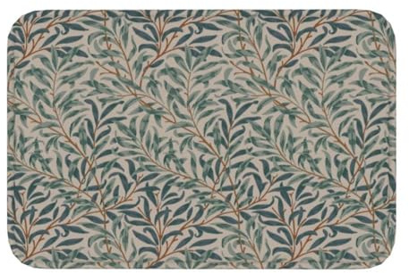 Zerbino personalizzato vintage con ramo di salice – Tappeto antiscivolo floreale per bagno cucina elegante motivo tessile tappeto antiscivolo per la decorazione della casa