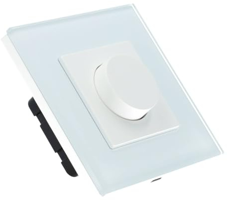 Masterled - Regulador Dimmer LED TRIAC 220V 80W Blanco, Marco de Cristal Templado, Interruptor Regulador de Intensidad Empotrable, Compatible con Bombillas LED Regulables, Downlights y Tiras LED 220V