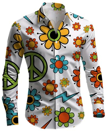Bastwahl Deguisement Disco Homme - Mode Festive - Chemise années 70, Chemise pour Homme, Style Disco, Costumes de Carnaval