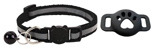1 Pz Collare Airtag Gatto Nero, Collana Elastica Gattini Supporto Apple Airtag Leggero Confortevole, GPS Ultra Elasticizzato Gatti Cuccioli, Silicone Riflettente