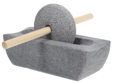 Holibanna Moulin à Meule de Pierre Traditionnel pour Céréales et Épices Manuel en Bois, Usage Domestique en Cuisine, Broyeur Authentique pour Ingrédients Secs