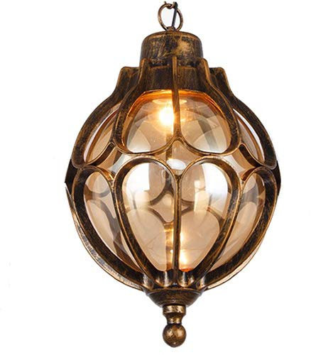 HONY-LIGHT Retro Bronze Pendelleuchte Außen/Innen Wasserdichter IP23 Aluminiumguss/Glas E27 Höhenverstellbar Hängeleuchte Pavillon Villa Grape Rack Balkon Dekorative Hängelampe