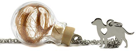 KLAPPERGLAS Tierhaar Kette Edelstahl Wunschkugel Hund mini silber | Echtes Boro Glas, Befüllbar, Personalisiert, Tierhaarschmuck