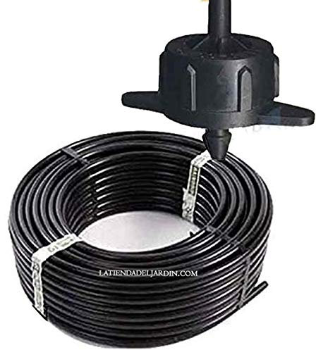 Tuyau PE-LD 100 m x 16 mm. Tuyau d'arrosage noir + 100 GOUTTEURS à compensation automatique 4 litres/heure