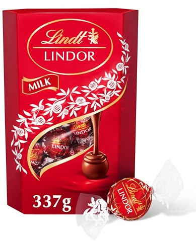 Lindt Lindor Milk Chocolate Truffles – 337g Box (Approx. 26 Balls) – Smooth Filling – Gift, Birthday, Congratulations, Sharing Treat