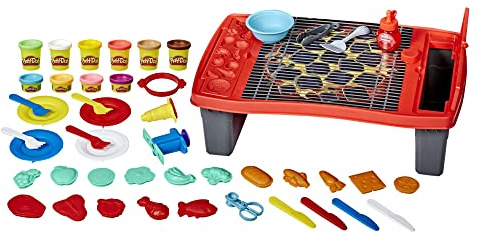 Nerf Kitchen Creations, Super Barbacoa, Parrilla de Juguete para niños con 40 Piezas, lechada Play-Doh atóxica y 10 Colores (Hasbro E87425L0), Exclusivo en Amazon