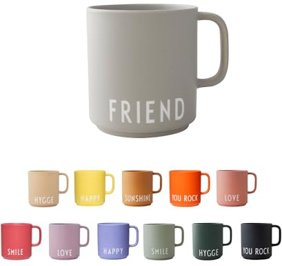 Design Letters Kaffeebecher Porzellan Grau FRIEND | Dekorativ Kaffeetasse | Personalisierte Geschenke, Hochzeitsgeschenk | Schöne Tassen | Tasse mit spruch | Tasse Lieblingsmensch 250 Ml