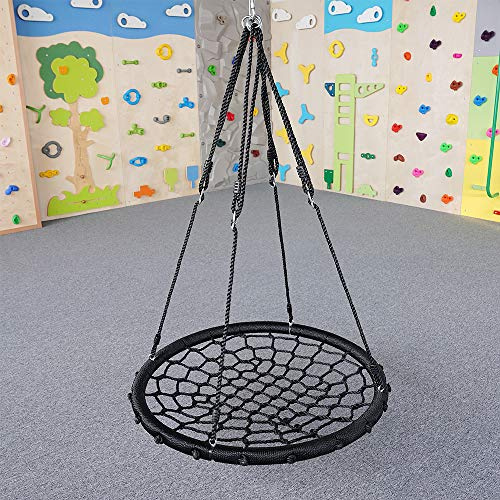 Columpio Nid de pájaro redondo para niños, para el jardín, altura ajustable, 120-190 cm, máx. 200 kg (100 x 100 x 190 cm), color negro