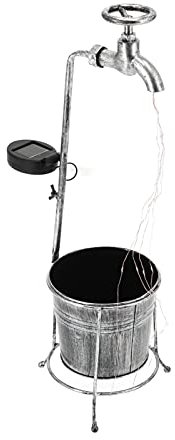 Lampe de pelouse solaire pour jardin, extérieur étanche avec pot de fleurs, robinet en métal, statue de lumière durable, guirlande lumineuse de fleurs pour cour, pelouse, balcon