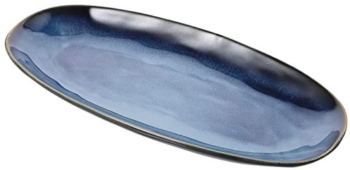 Angoily Assiette à Sushi de Style - Assiettes de Service en Céramique de 13 Pouces - Assiettes Bleues Servant des Plats pour Sushi Décoration de de Fruits () Plat De Service Rectangulaire