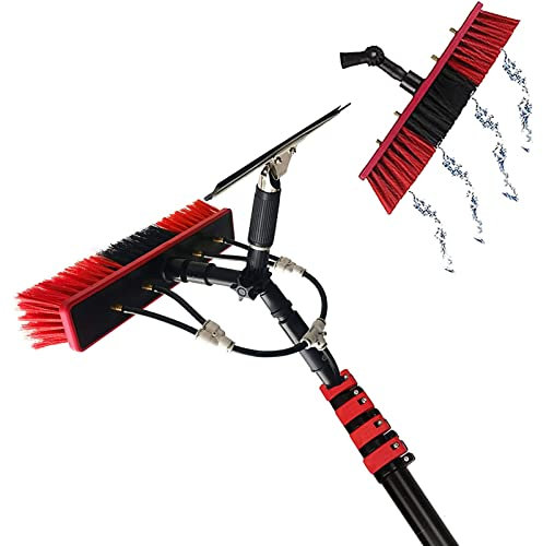 GIZMIT Window Cleaning Telescopic Brush, Window Cleaning Pole with Squeegee, Window Cleaner Kit, Water/Hose Fed Pole, Cleaning Photovoltaic and Solar Panels,24FT/7.2M