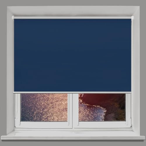 Verdunkelungsrollo Ohne Bohren 50 x 150 cm Sonnenschutz Blickdicht Klemmrollo Tür Fenster Rollo Einfache Installation für Fenster und Türen, Blau
