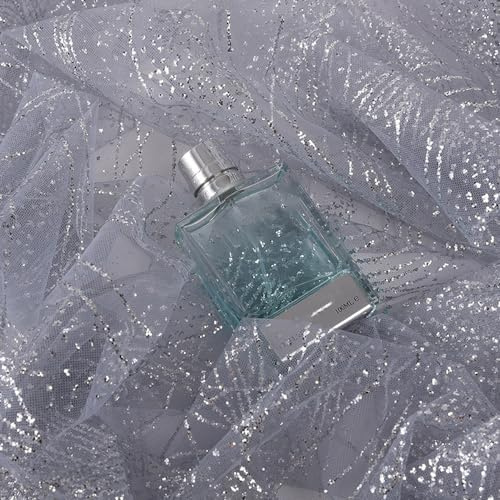 Wambere 100cm x 160 cm Glitzer Pailletten Tüllstoff,Glitzernder Stoff Tüll Dekostoff Tulle Fabric Glitzertüllstoff für DIY Nähen Basteln Kleidung Geschenkverpackung Hochzeit Party Deko,Grau
