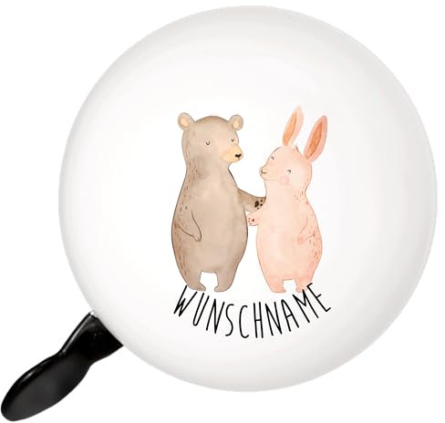 Mr. & Mrs. Panda Personalisierte Fahrradklingel Bär und Hase Umarmen - Geschenke, Best Friends, klingel mit Namen, personalisiert, Freunde, Beste Freundin, für Immer, individuelle, Text