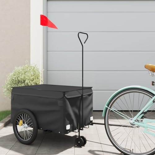 LAPOOH Fahrradanhänger Schwarz 30 kg Eisen, Fahrrad Anhänger, Lastenanhänger, Handwagen, Fahrrad-lastenanhänger, Lastenfahrrad - 94101