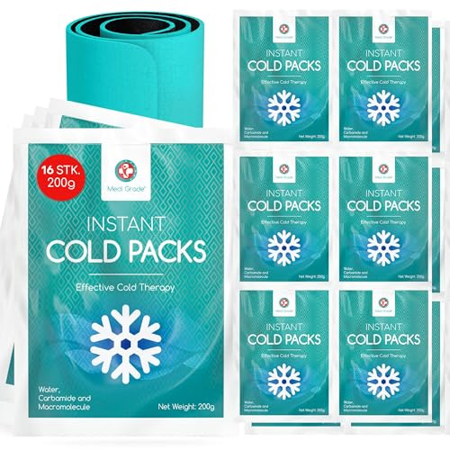 Medi Grade 16 Kühlpads zum Knicken 200 g, Kühlpacks ohne Gefrierschrank | Einmal Kühlpacks zum Knicken, 15,24 x 20,32 cm, mit Stabilisierungsband, schnelle Kühlung bei Verletzungen unterwegs