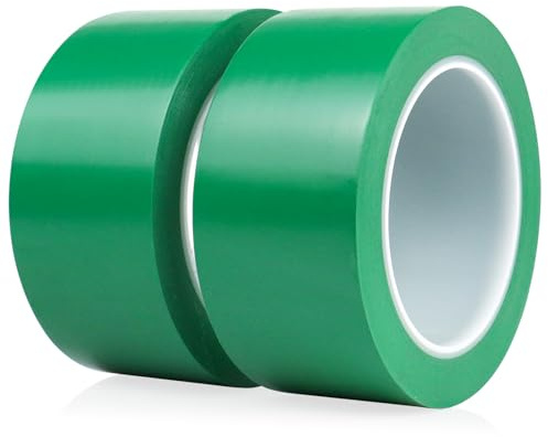BOMEI PACK 2 Rollen 50mmx33m Selbstklebend Warnband Sicherheitsmarkierung Absperrband,Boden Markierungsband Grünes zur Markierung gefährlicher Bereiche