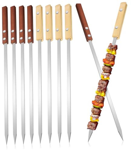 Toyvian 12 Pièces Lot De Brochettes Pour Barbecue Avec Manche Bois Et Acier Inoxydable Pour Cuisson