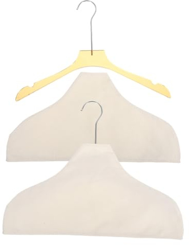 SHINEOFI 2pcs Garment Hanger Covers Cotton Linen Fabric, Anti-slip Shoulder Protectors for Dresses Jackets Coats, Breathable Clothes Hanger Covers for Women’s Closet Storage and Clothing
