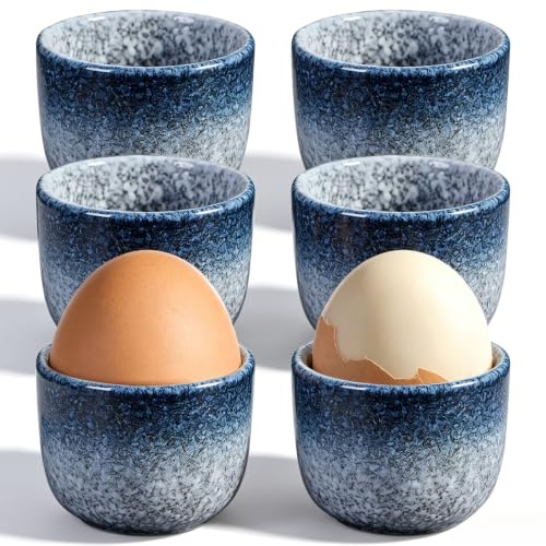 Nimblyne Lot de 6 coquetiers en porcelaine - Diamètre : 5 cm - Hauteur : 4,8 cm - Procédé de glaçage au four - Lisse et sans bavures - Passe au lave-vaisselle et dans une boîte cadeau - Coquetier pour