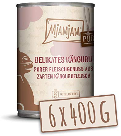 MjAMjAM - Premium Nassfutter für Katzen - purer Fleischgenuss - delikates Känguru, 6er Pack (6 x 400 g), getreidefrei mit extra viel Fleisch