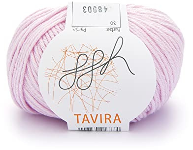 ggh Tavira - 100% Baumwolle - Lauflänge 80m auf 50g - Nadelstärke 4-5 - Wolle zum Stricken oder Häkeln geeignet - Farbe 030 - Hellrosa