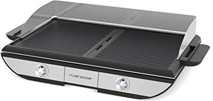 Riviera-et-Bar, QPL700, Combiné Plancha-Gril Électrique 2300W, Surface de Cuisson 53,5x33 cm, Plaques en Fonte d'Aluminium, Revêtement Antiadhésif, Compatible Lave-Vaisselle, Pour 8 à 10 Personnes