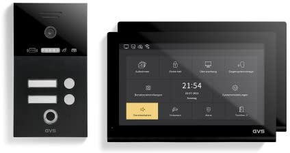 GVS - 2-Familienhaus IP Video Türsprechanlage AVS5549U - Mit 2x10 Zoll Monitor, App, HD-Kamera & Türöffner Funktion (Fingerprint/RFID) - Türklingel Sprechanlage Gegensprechanlage