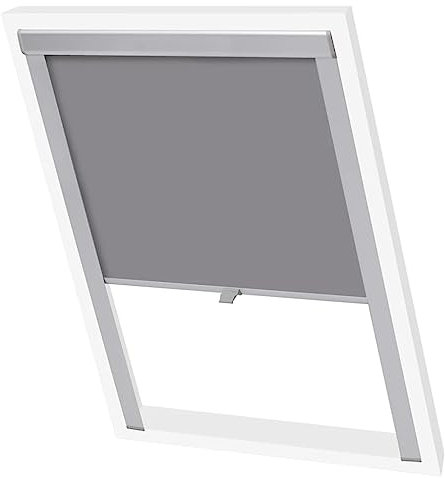 vidaXL Verdunkelungsrollo Dachfensterrollo Verdunkelung Klemmrollo Dachrollo Verdunklungsrollo Seitenzugrollo Grau PK08